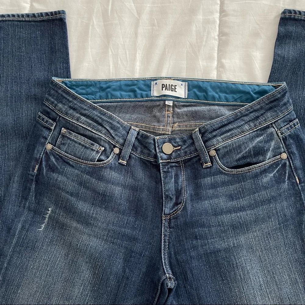 Paige Skyline Peg Denim Jeans Low Rise - Picture 4 of 10